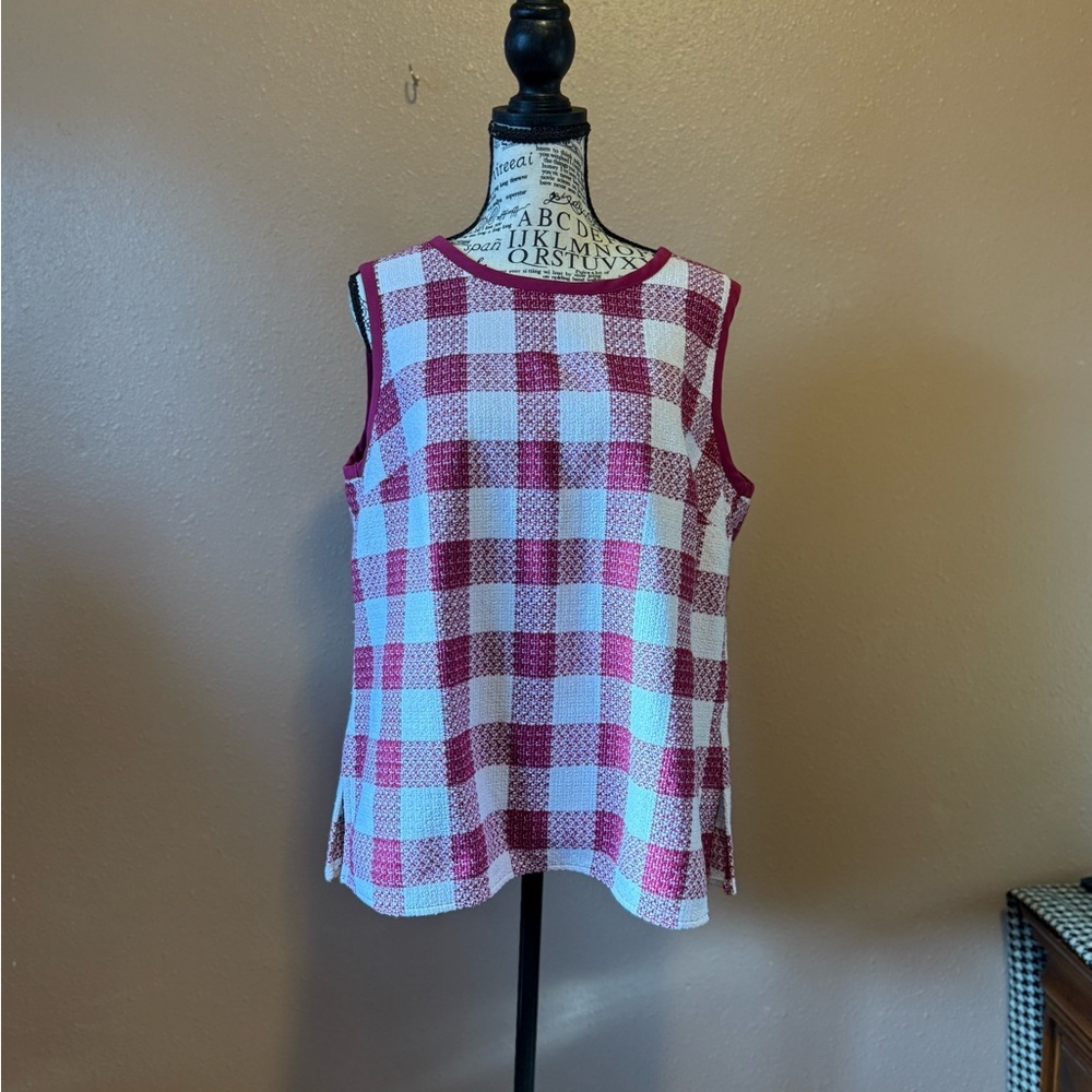 Liz Claiborne Pink and White Plaid Tank Top
